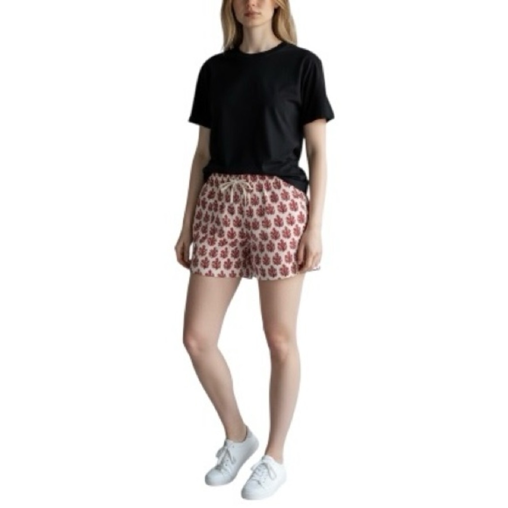 J. Crew Linen Blend Ruffled Rugby Leaf Print Shorts NWT S